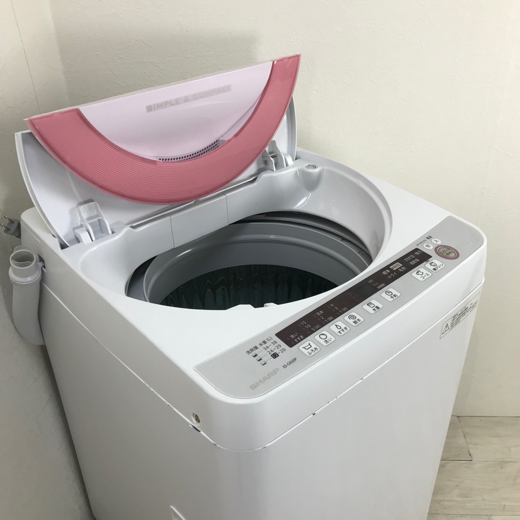 中古 全自動洗濯機 ピンク 送風乾燥 シャープ 6.0kg 2015年製 ES-GE60P