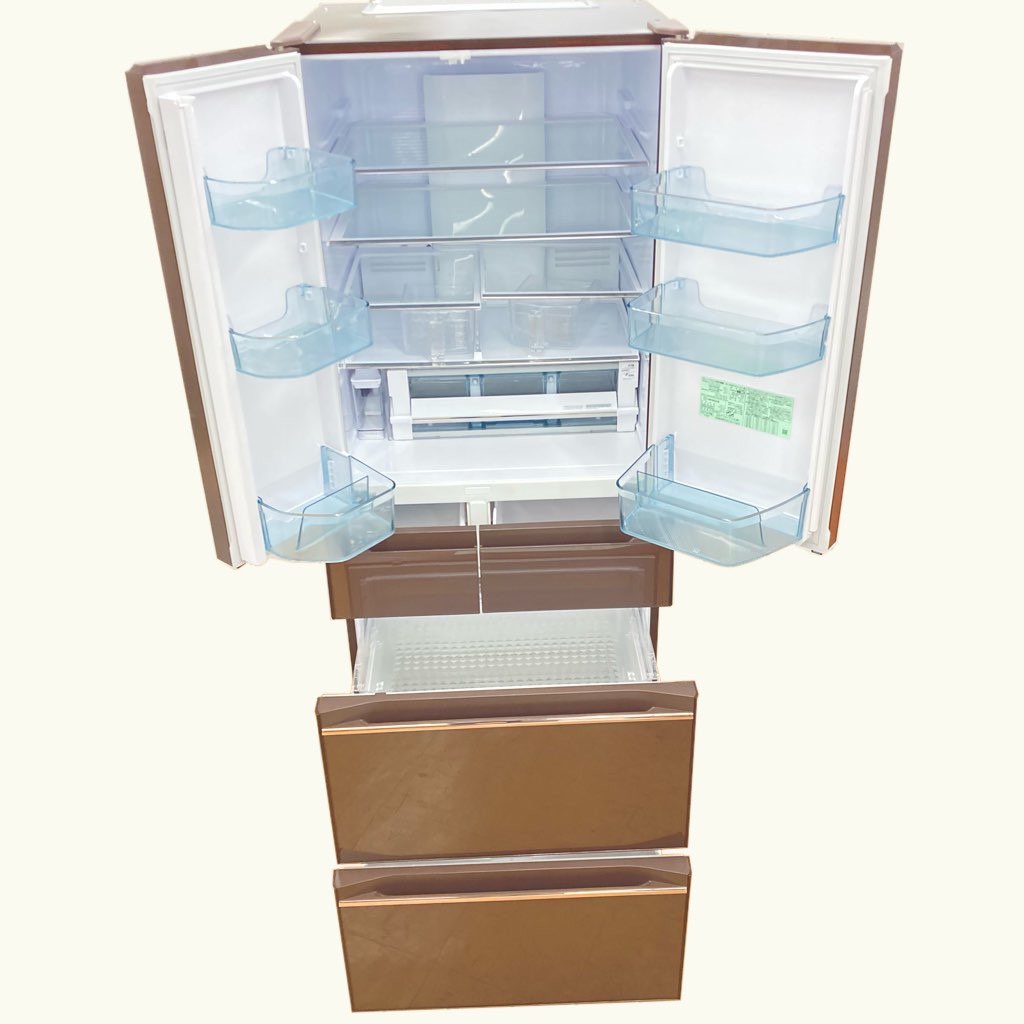 中古 日立 602L 6ドア冷蔵庫 R-HW60J-XH 真空チルド フレンチドア