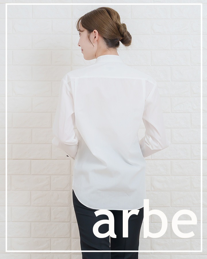 シャツ 長袖 スタンドカラー 立ち襟 男女兼用 ノーアイロン アルベ EP