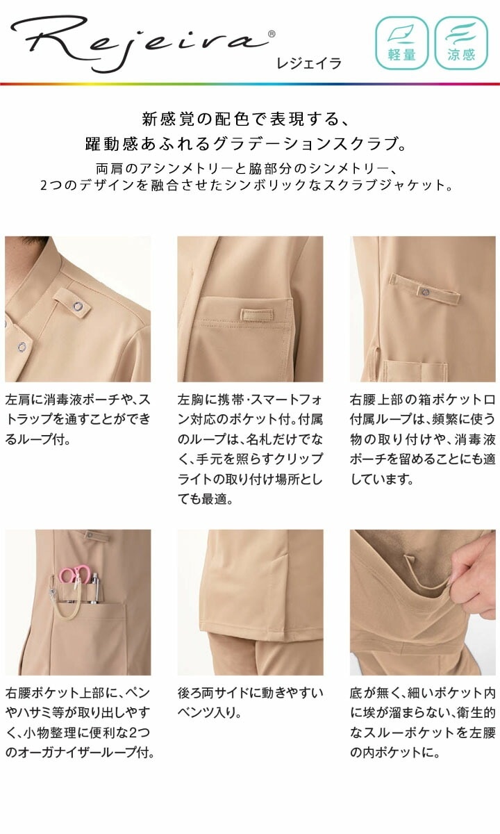 スクラブジャケット カゼン 白衣 医療用 KAZEN KZN713 半袖 男女兼用