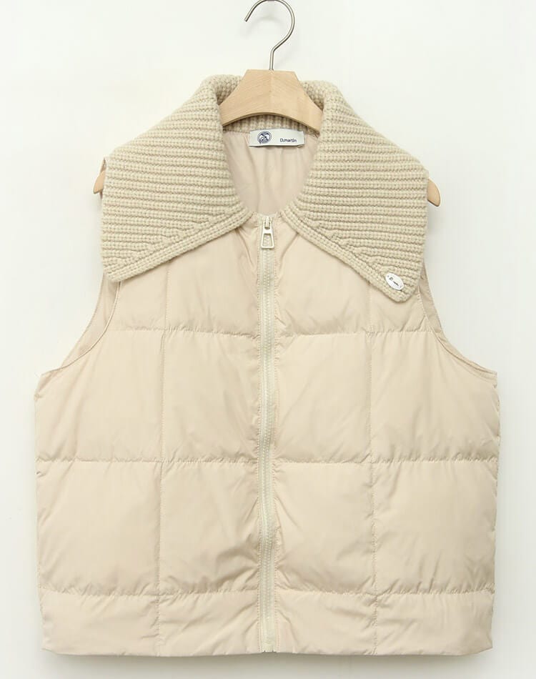 ニットカラー 襟付き ダウンベスト 韓国ゴルフウェア | スポーツウエア