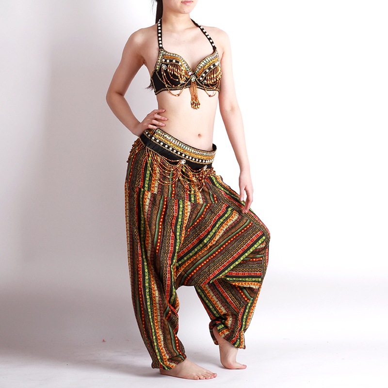 ベリーダンス衣装トライバル品番D-014ブラベルトとパンツ3点セット