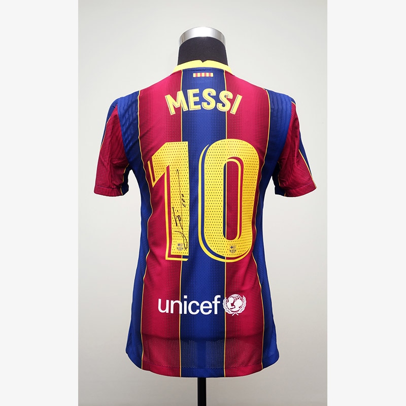メッシ直筆サイン入りバルセロナ20/21ホームユニフォーム
