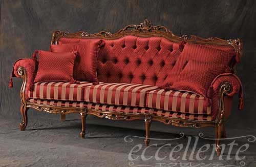 イタリア製 3シートソファ フランチェスカ ウォールナット／レッド｜GP