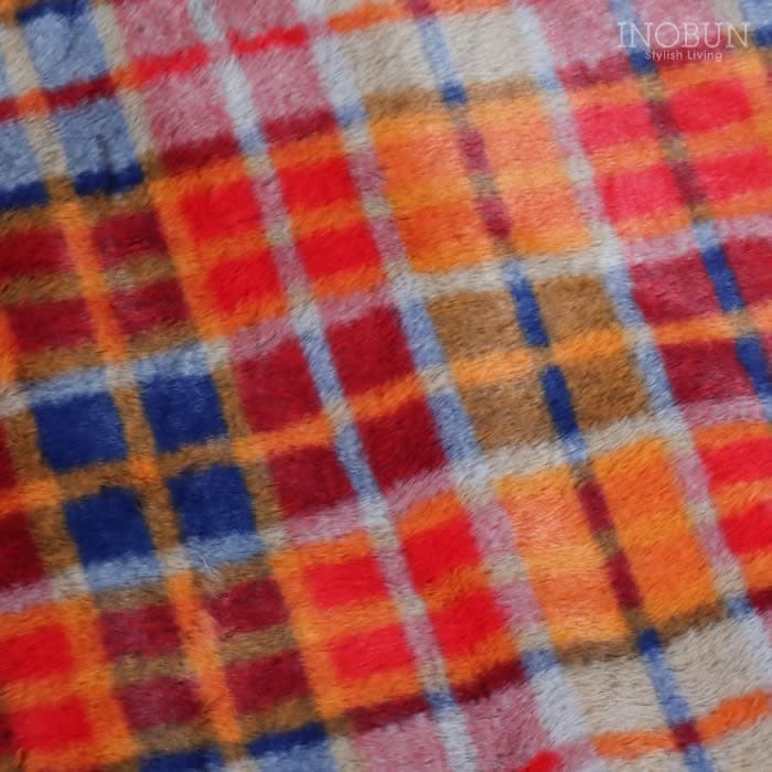 在庫限り終了】ブランケット レトロチェックファー S 100 × 70cm