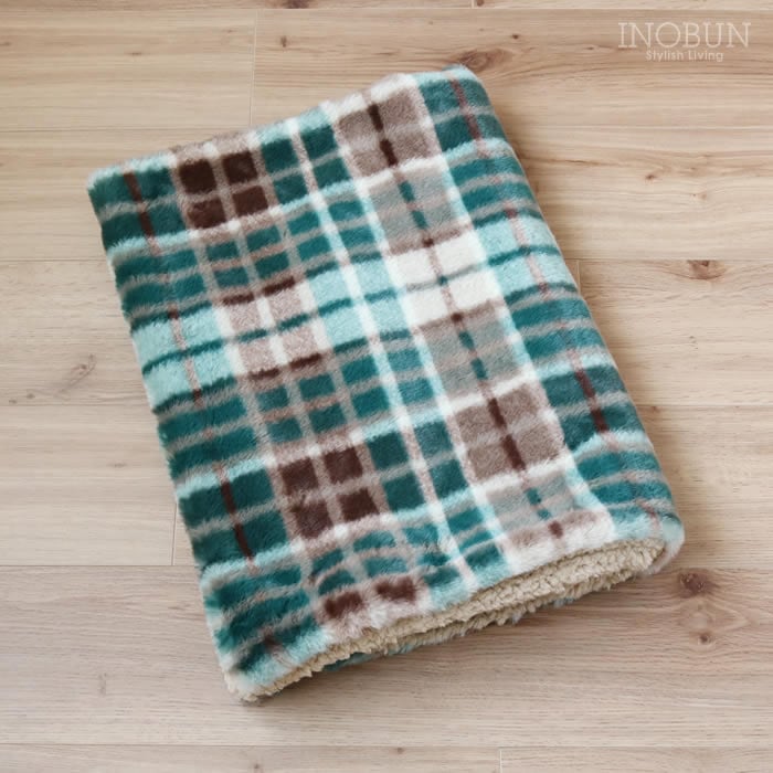 在庫限り終了】ブランケット レトロチェックファー S 100 × 70cm