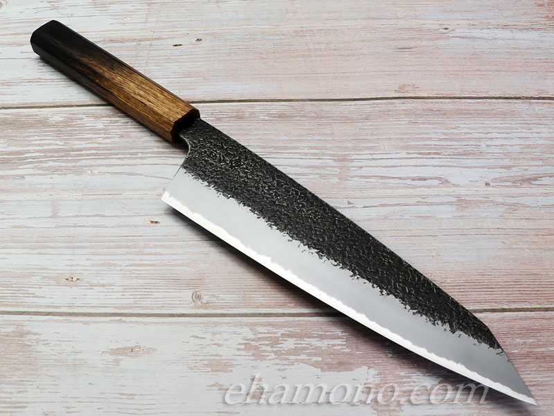 堺孝行 焔 紅蓮 青二鋼 黒打ち鎚目 切付牛刀（剣型牛刀）225