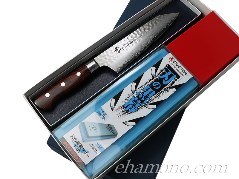 堺孝行 33層槌目ダマスカス 剣型三徳・中砥石セット