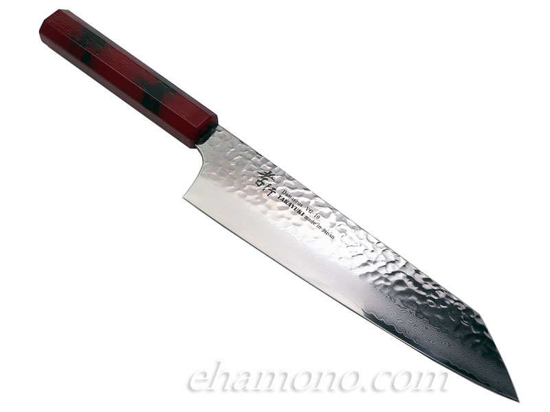 堺孝行 V金10号ダマスカス33層鎚目 剣型牛刀190 なないろPC柄 赤べっ甲