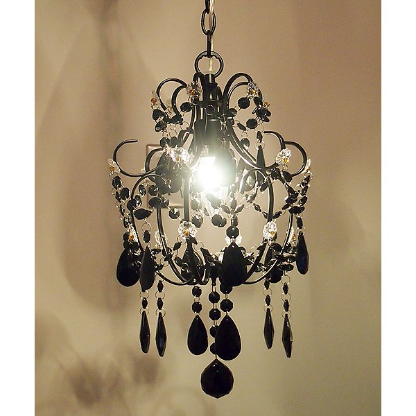 廃番】アンティーク調ブラックミニシャンデリア 1灯 (W245×H410mm