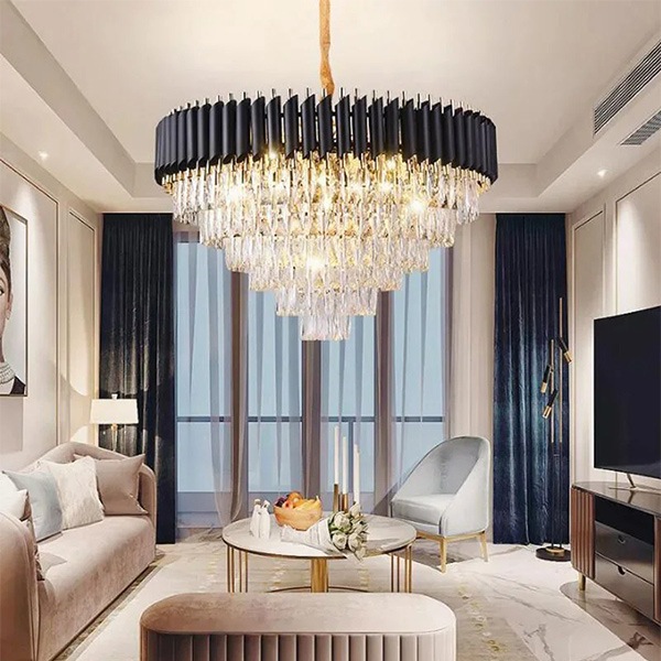 デザイン照明 クリスタルシャンデリア ブラック（φ500／600／800mm