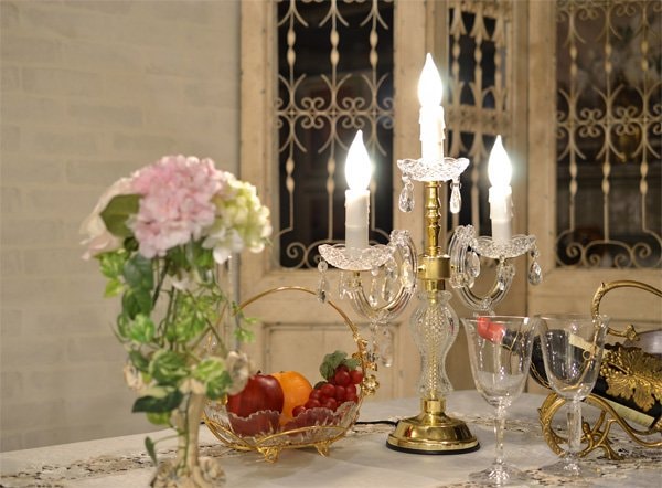 シャンデリアキャンドルタッチランプ3灯（H55cm） | EL JEWEL