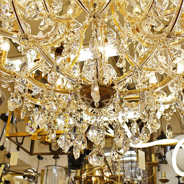 大型オーダークリスタルシャンデリア 33灯 ゴールド (Φ1000×H1100mm