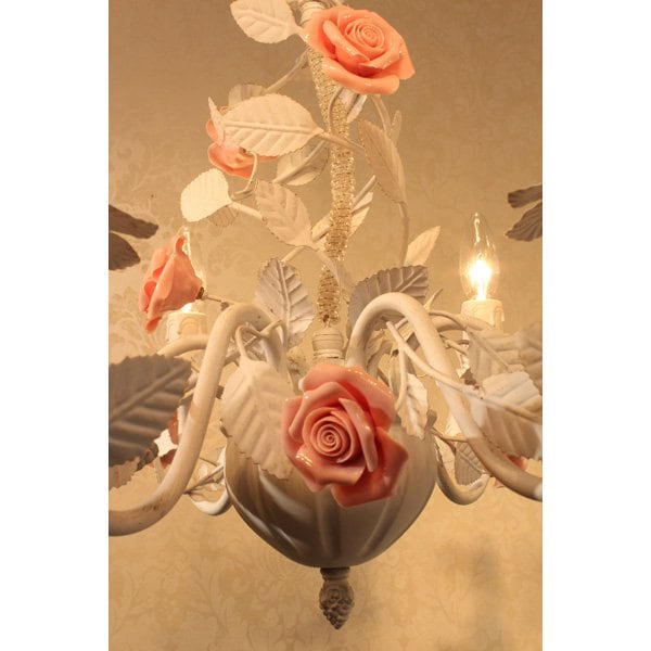 アンティーク調ピンクローズ・シャンデリア 6灯(φ580×H520mm) | EL JEWEL