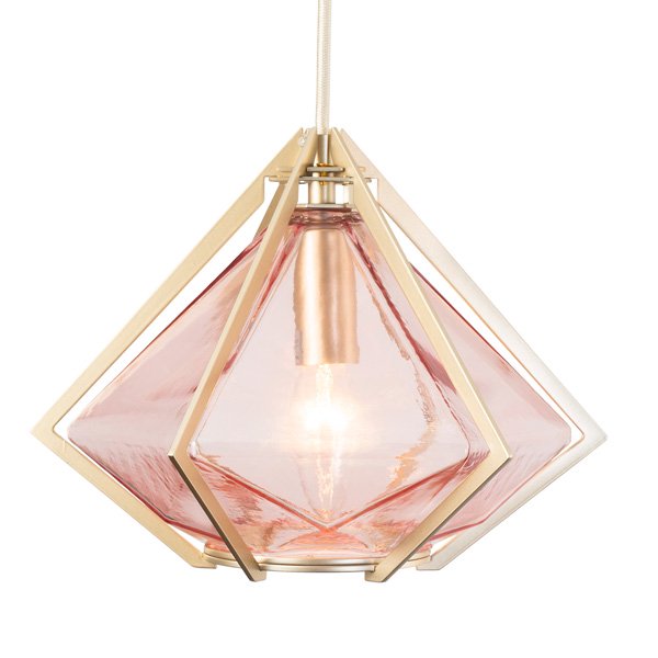 ダイヤ型ペンダントライト1灯・ピンク（φ200×H275mm） | EL JEWEL