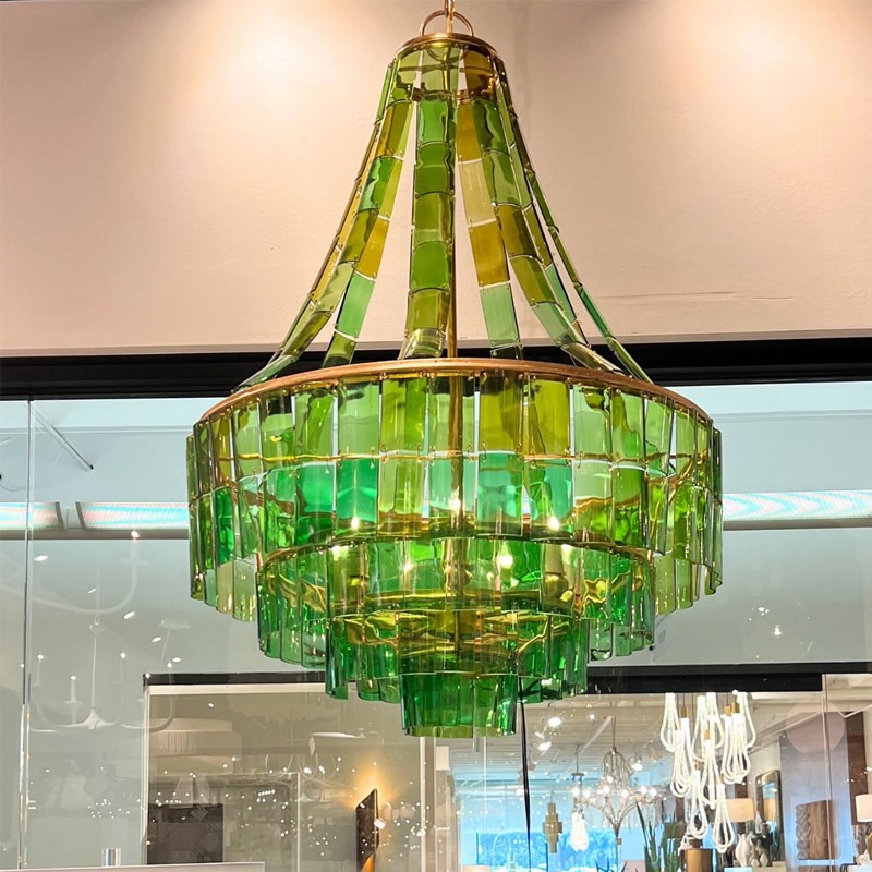 CURREY】アメリカ・シャンデリア 7灯「Vintner」グリーン（φ692