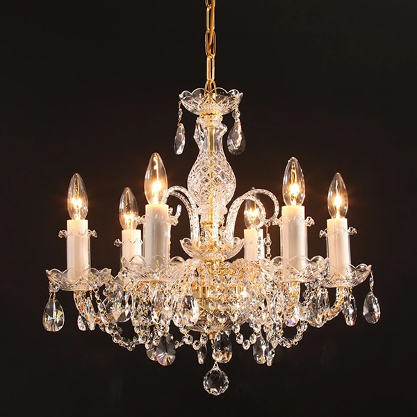 ボヘミアンクリスタルシャンデリア 6灯 ゴールド（W500×H500mm） | EL