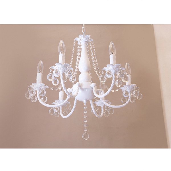 クリスタルガラスシャンデリア6灯「BESSI ベッシー」・ホワイト（φ530