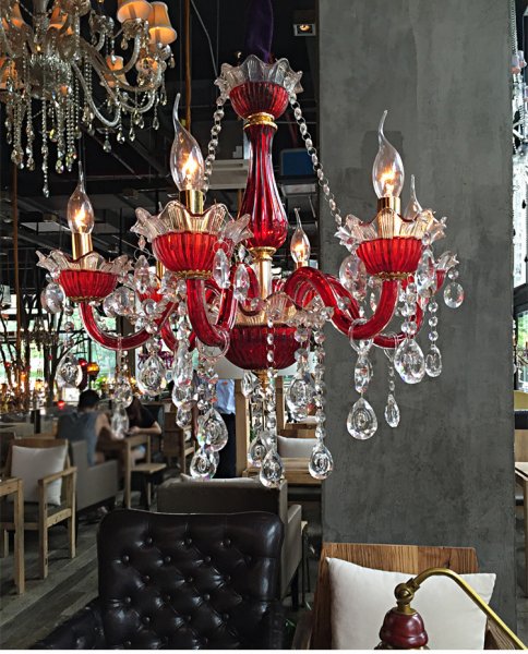 Artistic 】カラーシャンデリア 6灯 レッド（Φ600×H550mm） | EL JEWEL