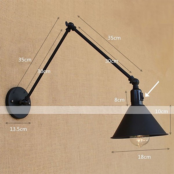 ホテルライクなスイングアームウォールライト1灯・ブラック（W180