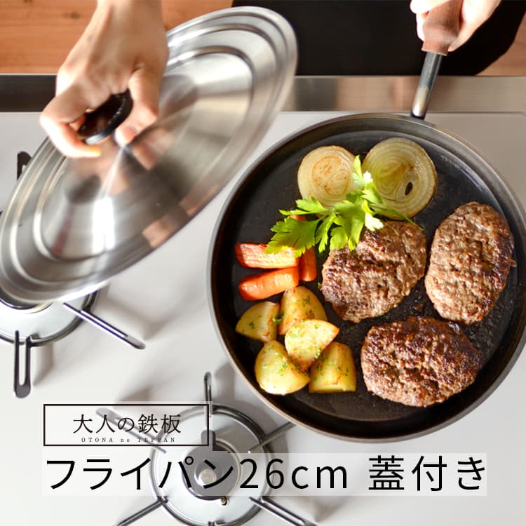 鉄フライパン 大人の鉄板 フライパン26cm 蓋付き OTS8102 | 家具