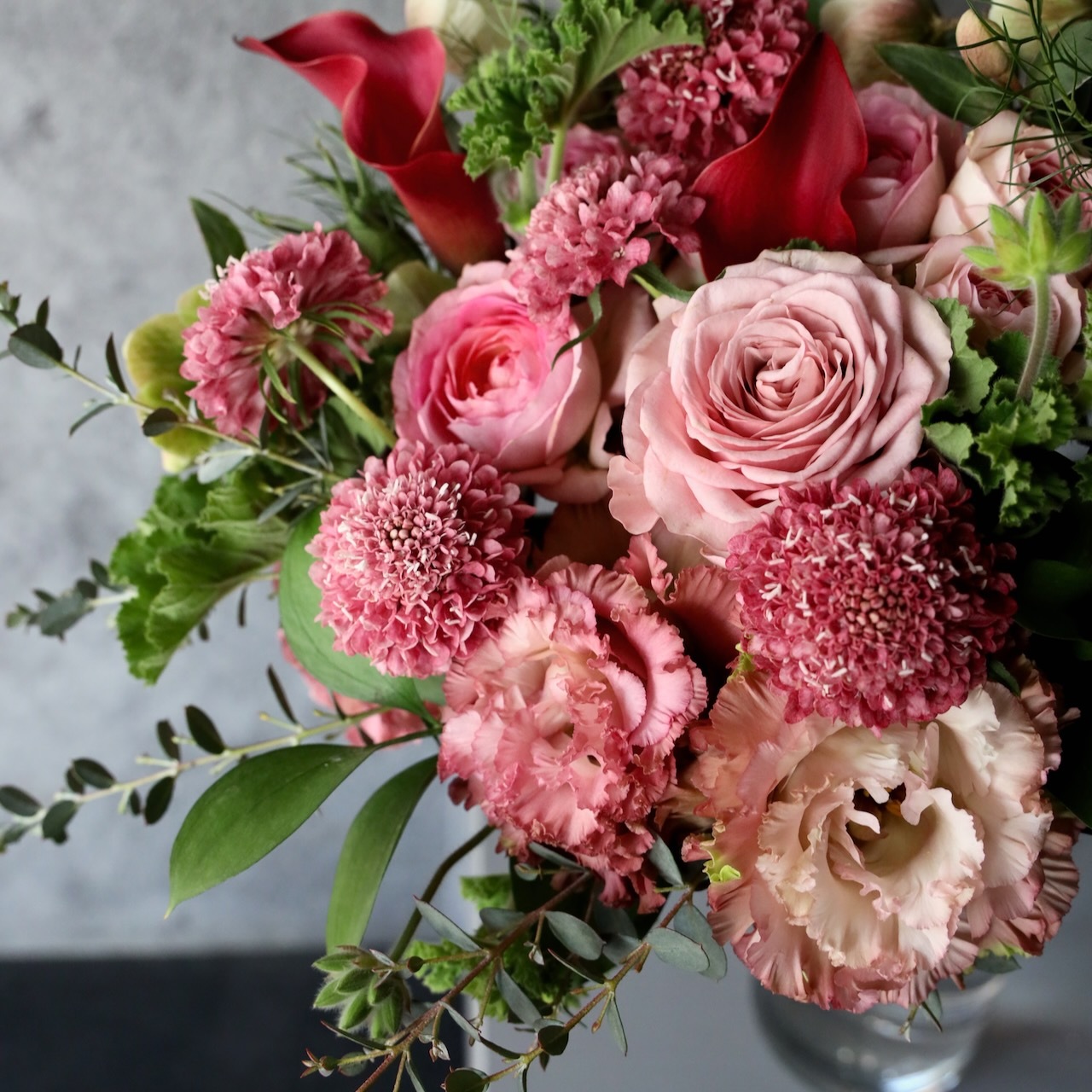 特選花束M「桃華 toka」可憐な大人ピンク濃淡ブーケ