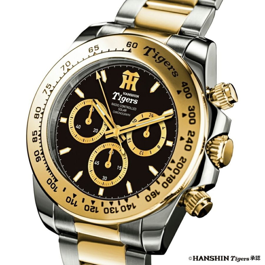 阪神タイガース 腕時計 裏面「虎」ロゴ仕様 電波ソーラー クロノグラフ