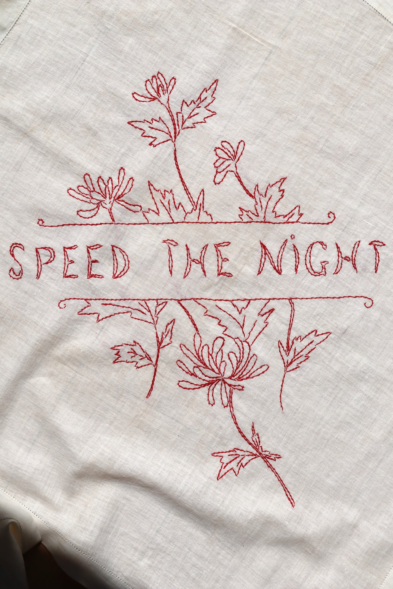 19th Victorian Red Work Layover Sham Speed The Night – makky