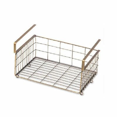 かわいいゴールド・リンクバスケットM/幅31cm 棚に引っかけて使える