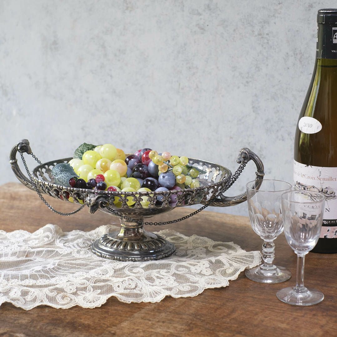 アンティークのシルバープレート コンポート 脚付きセンターピース