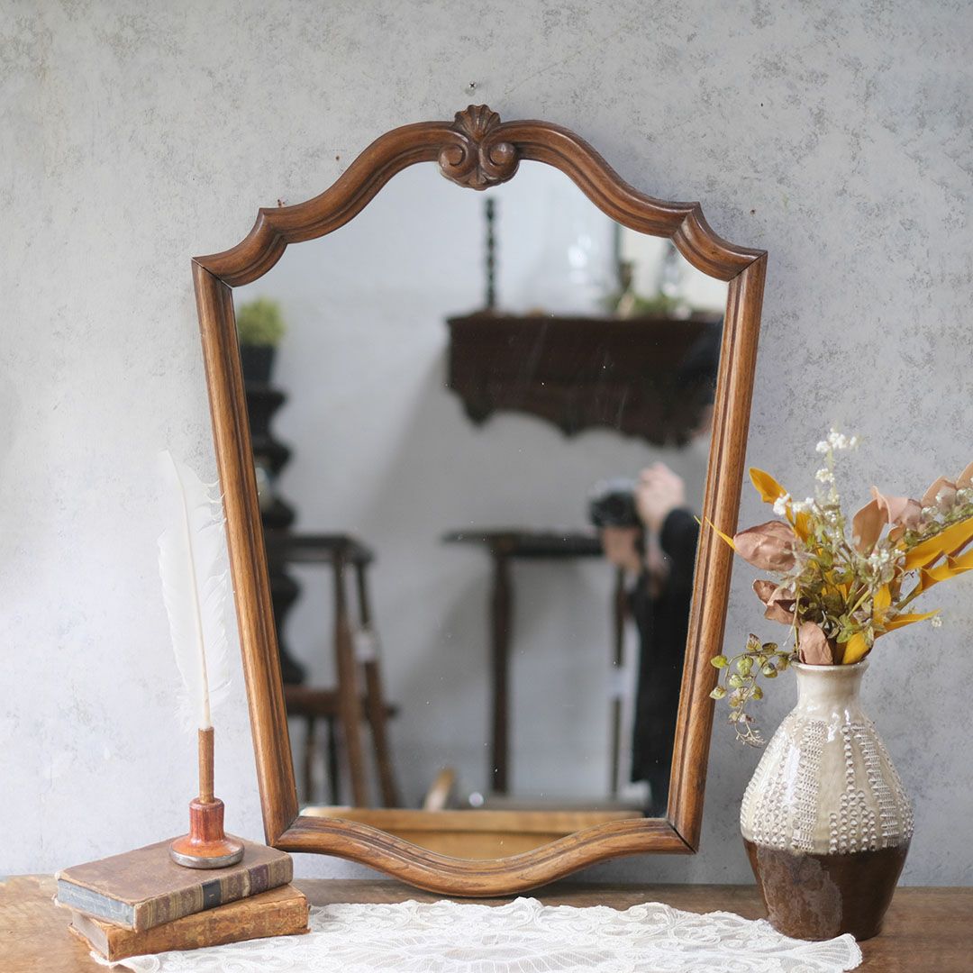 アンティークミラー シェルモチーフ 木製フレーム フランスMALTO東京高円寺