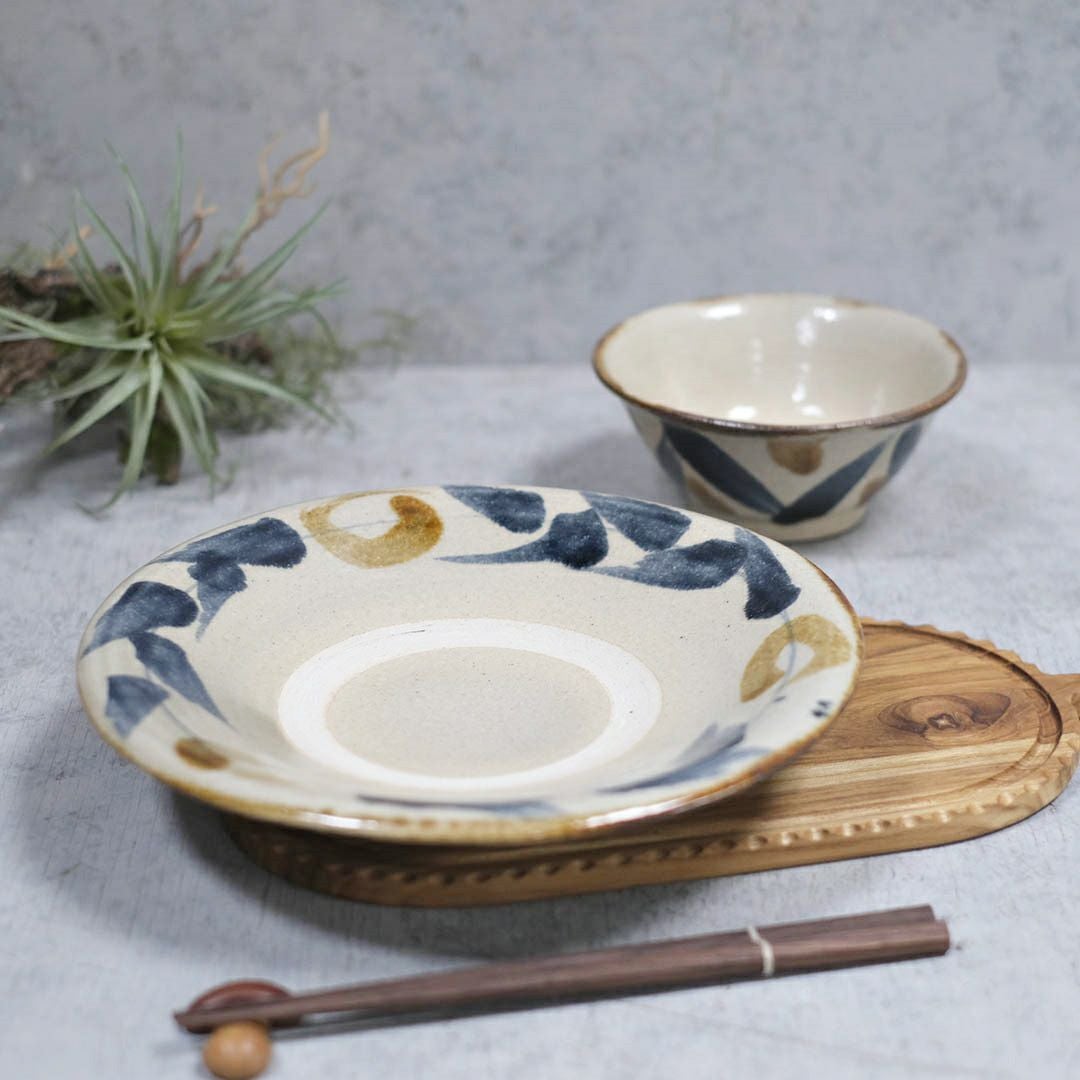 やちむん 唐草 8.5寸大皿 沖縄 松田共司 読谷村北窯 一点物 登り窯 の