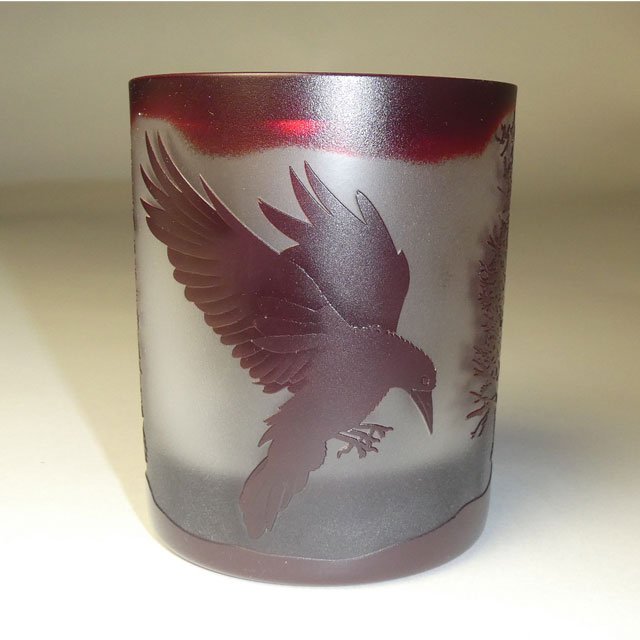 八咫烏の森 ヤタガラスシリーズ 蕨硝子 被せガラス 赤銅色 ロック