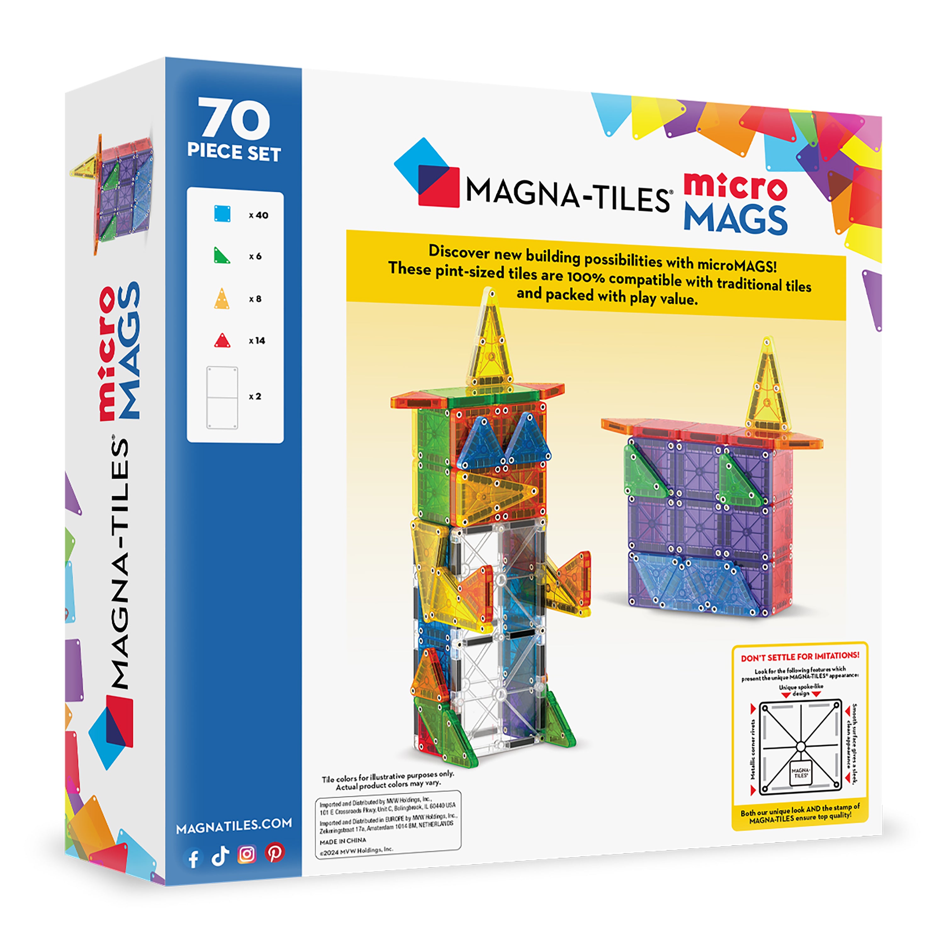 MAGNA-TILES® Micromags 70-Piece Set – Magnetic Building Tiles