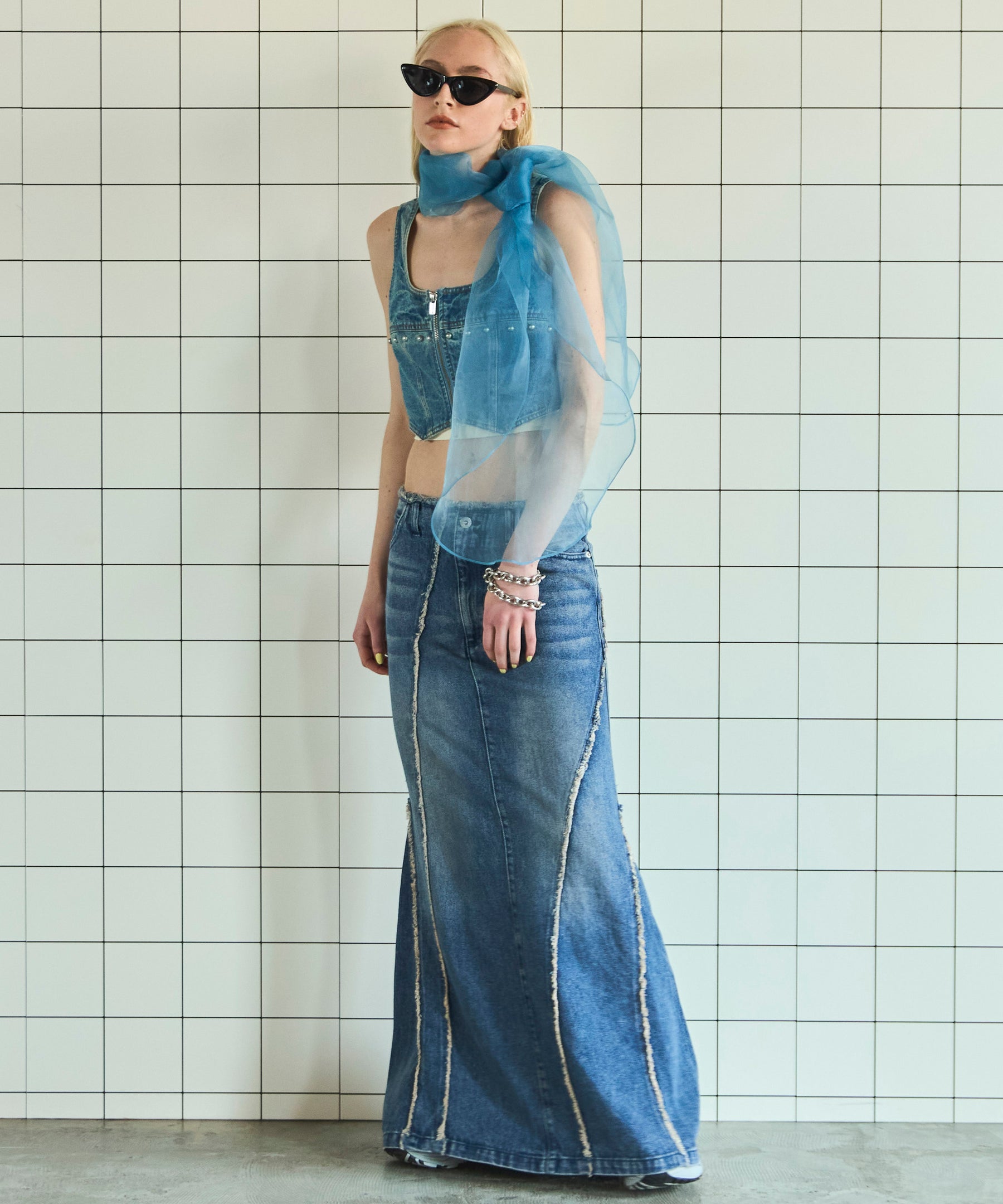 Cellulose Denim Maxi Skirt