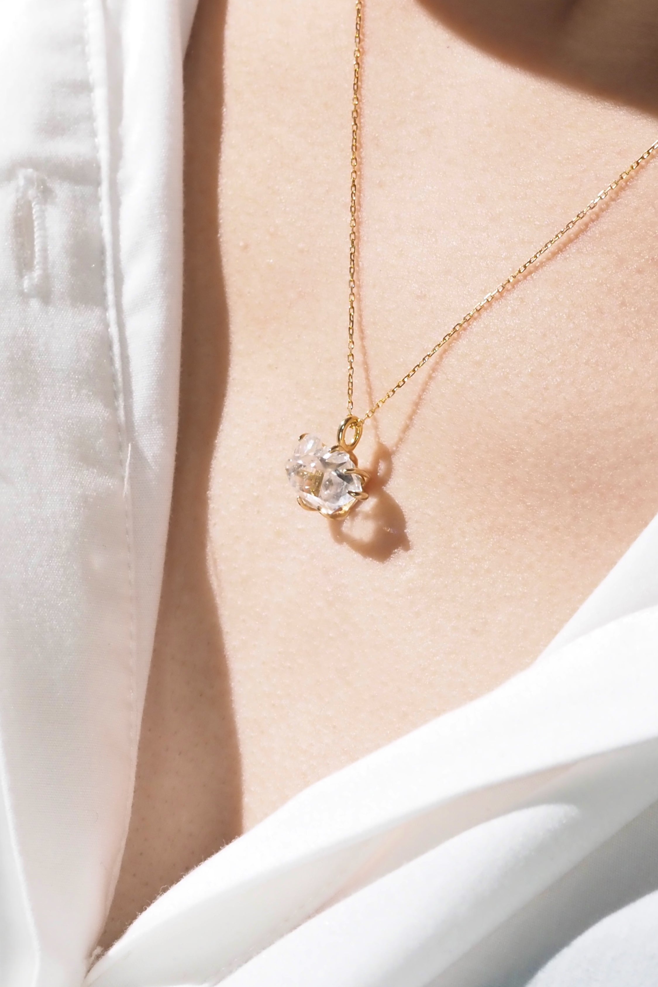 新品】ハーキマーダイヤモンド・ネックレス・シャンパンゴールド 001