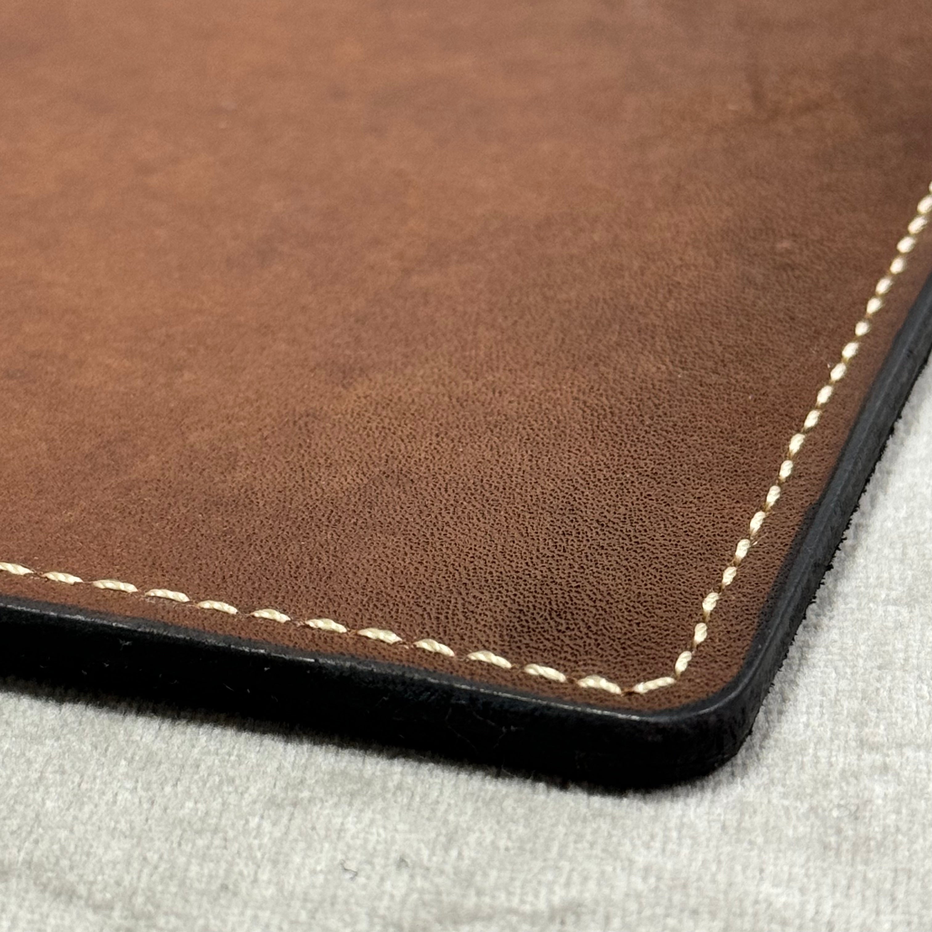 デスクマット｜極厚レザー｜ブラック＆ブラウン – 松下庵