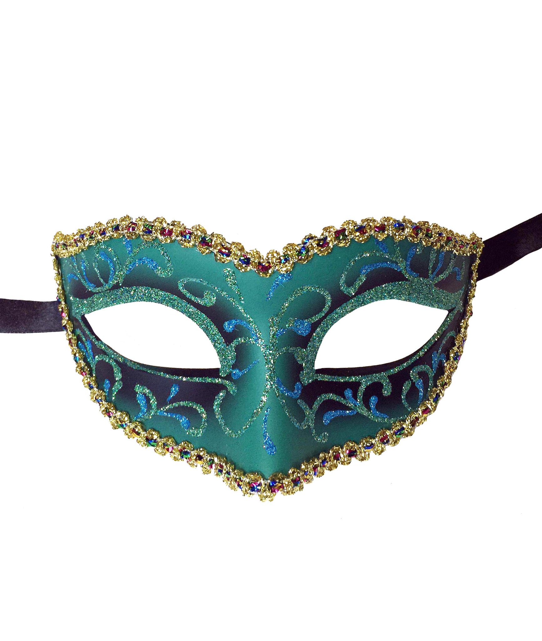 Glitter Swirls Eyelet Mask With Trim - Mardi Gras Creations