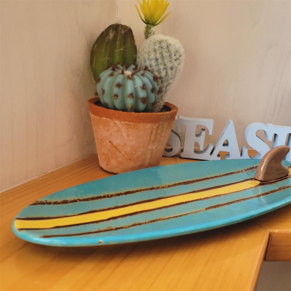 セラミックプレート サーフボード ブルー インテリア雑貨 小物入れ