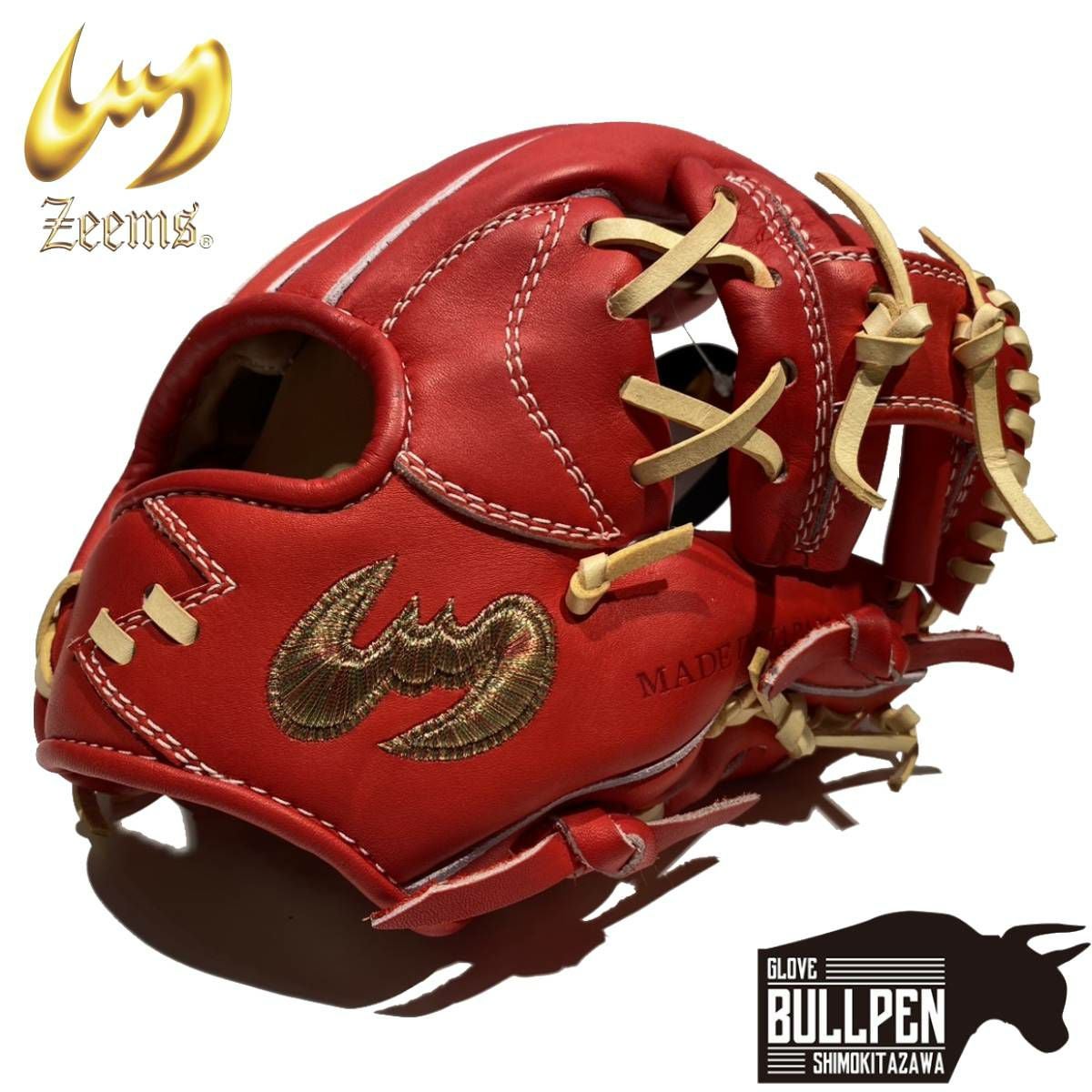 ジームス Zeems 限定 軟式用グラブ 内野手用 三方親 コウモリマーク DB