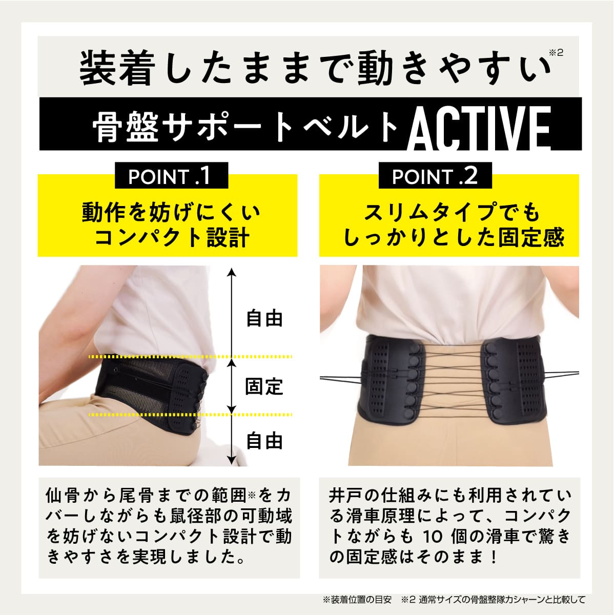 骨盤整隊カシャーンactive│クセになる固定感！装着したまま動きやすい