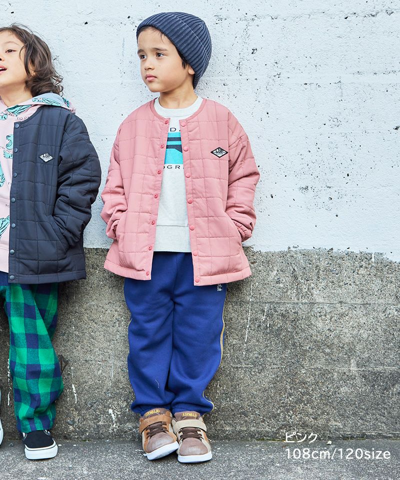 マシンウォッシャブル】スクエアキルトノーカラージャケット