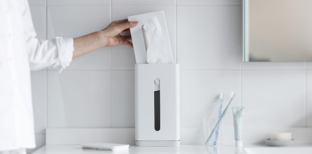 marna】片手で使えるティッシュケース(ホワイト): インテリア｜マーナ