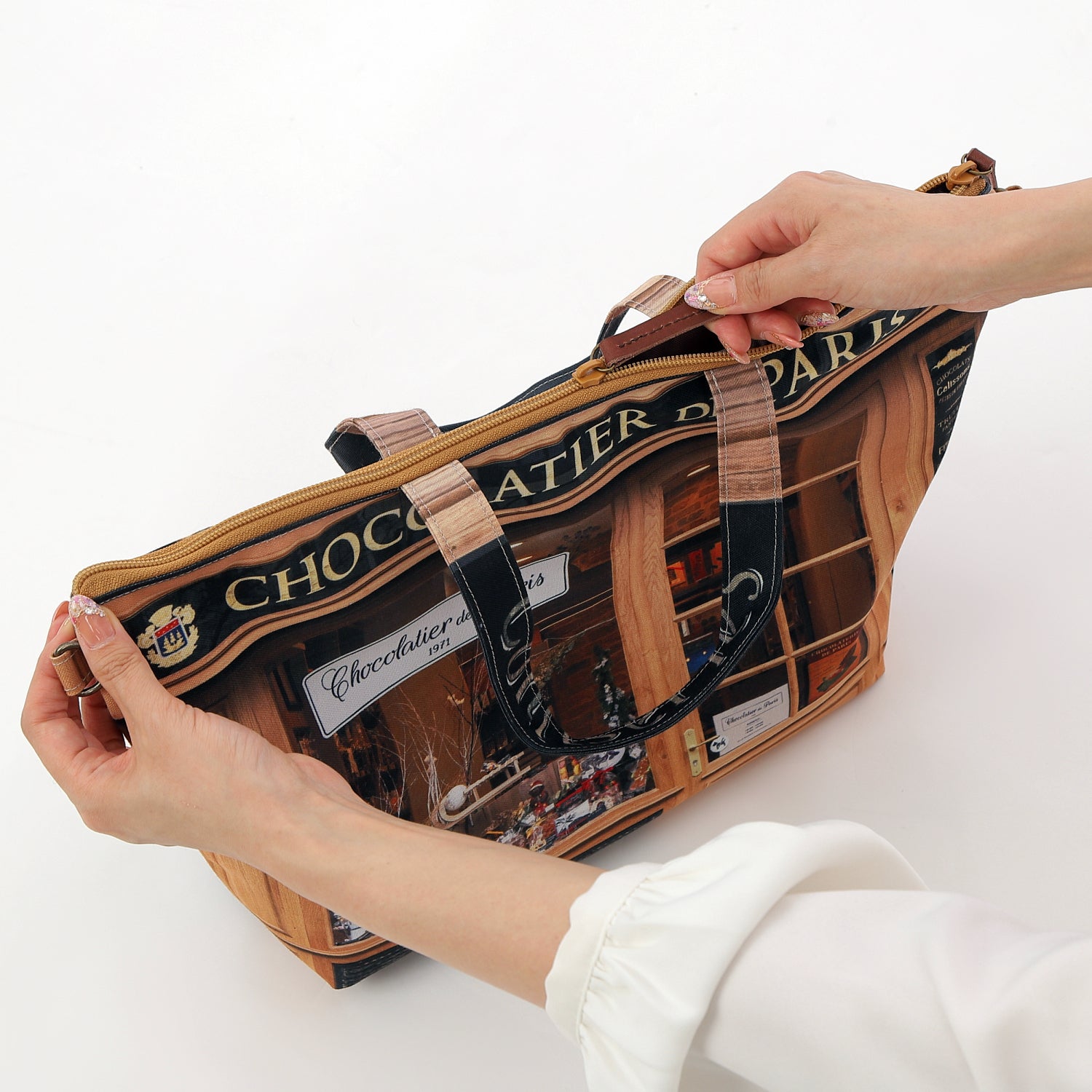 パリ柄】レトロ3WAYトート Chocolatier de paris(チョコレート屋