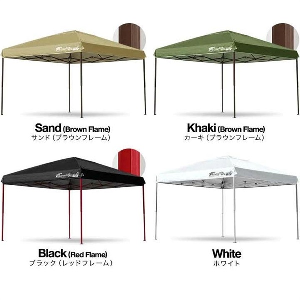 FIELDOOR ワンタッチタープテント 3m×3m スチール フレーム強化 テント