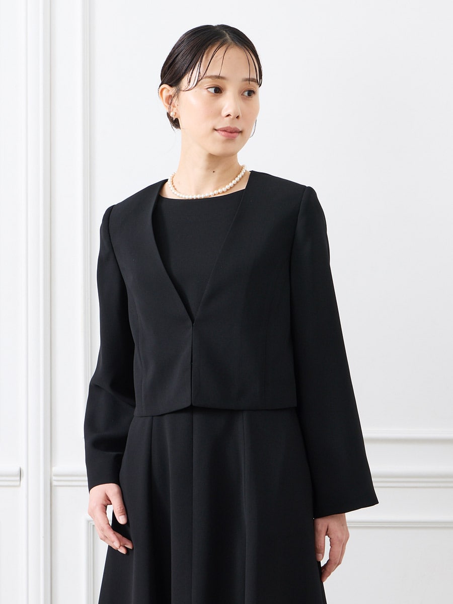 喪服・礼服】【夏用喪服】【洗える・手洗い可】Vネックフレアスリーブ