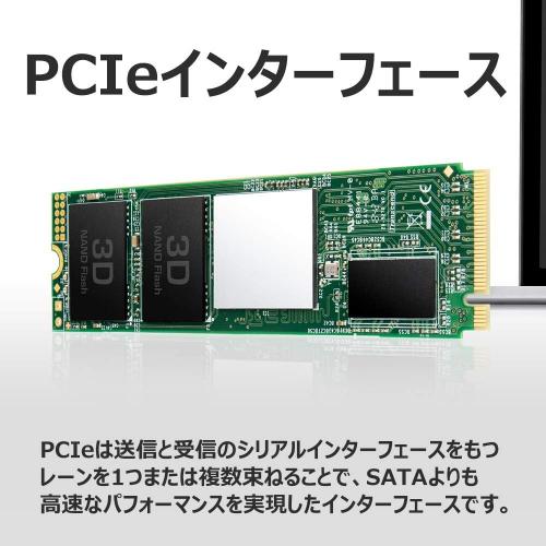 M.2 SSD 256GB PCIe NVMe 1.3準拠 Gen3×4 3D NAND Transcend製【メモリ