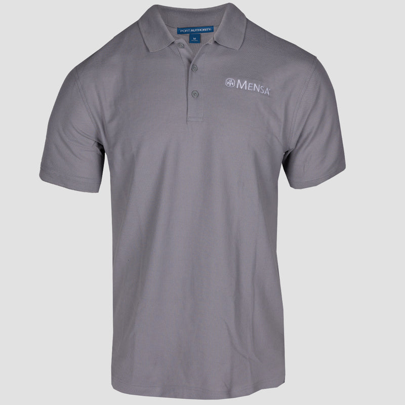 Mensa Logo Pique Polo - Gusty Grey