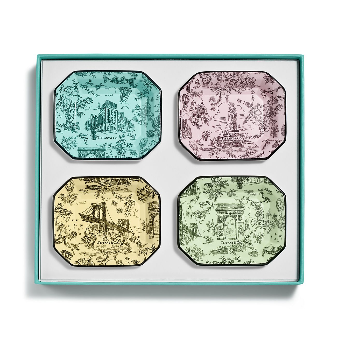 ティファニー トワル ヴィド ポシェ マルチカラー ボーンチャイナ、4点