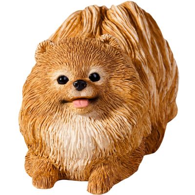 Sandicast Small Size Orange Pomeranian Dog Sculpture, 3 in. x 1.75